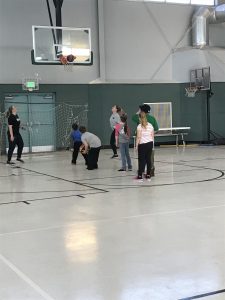 children playing basketball