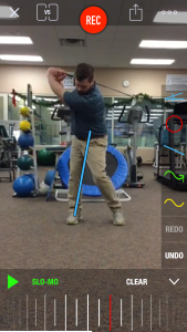 golf video analysis snapshot of a client's golf swing side view